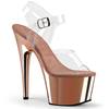 Pleaser - ADORE708 Sandale à bride à la cheville, Pole dance chaussures - Couleur or rose/Transparent Product image
